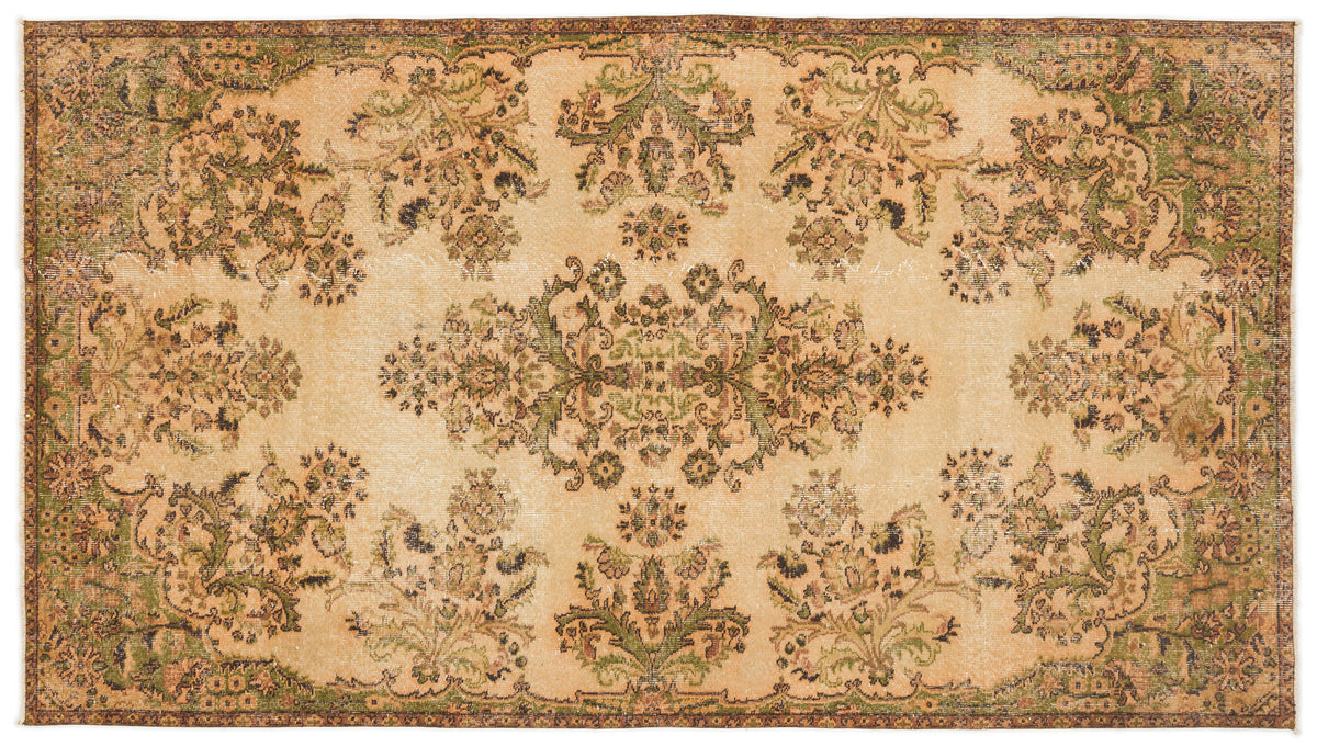 Beige Over Dyed Vintage Rug 5&#39;0&#39;&#39; x 9&#39;2&#39;&#39; ft 153 x 280 cm