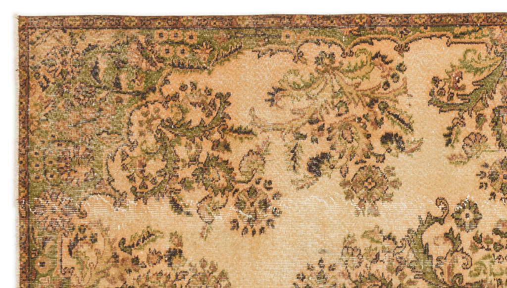 Beige Over Dyed Vintage Rug 5'0'' x 9'2'' ft 153 x 280 cm