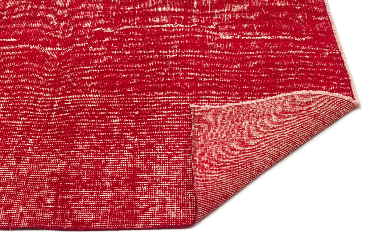 Red Over Dyed Vintage Rug 5&#39;5&#39;&#39; x 8&#39;8&#39;&#39; ft 166 x 263 cm