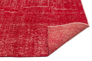 Red Over Dyed Vintage Rug 5'5'' x 8'8'' ft 166 x 263 cm