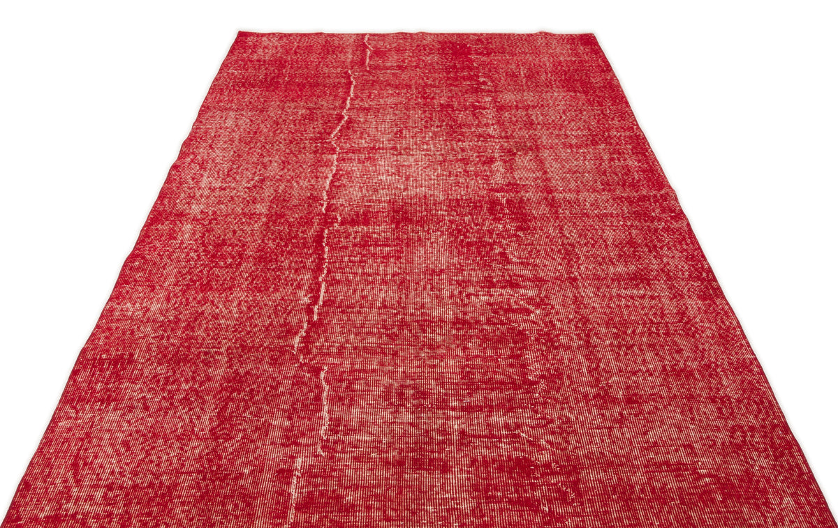 Red Over Dyed Vintage Rug 5&#39;5&#39;&#39; x 8&#39;8&#39;&#39; ft 166 x 263 cm
