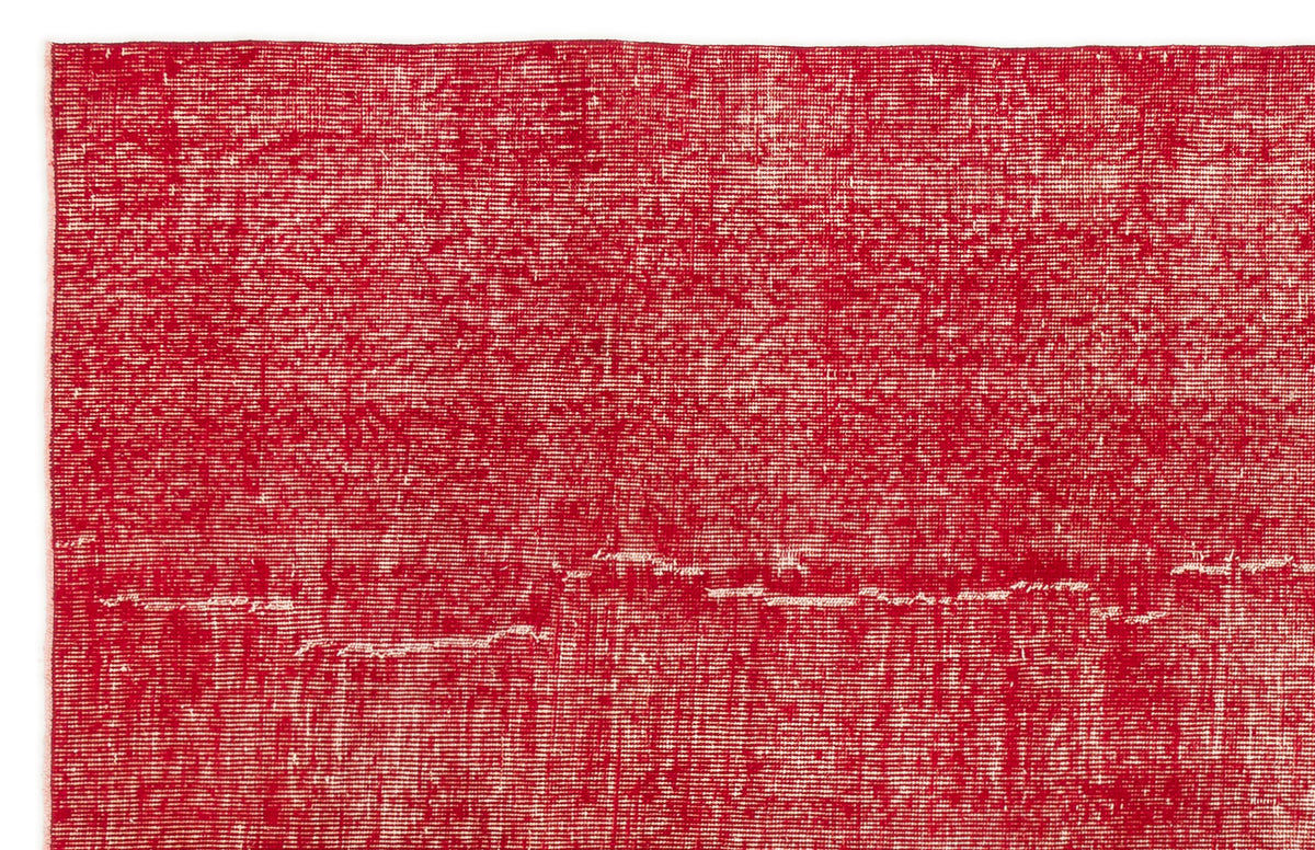 Red Over Dyed Vintage Rug 5&#39;5&#39;&#39; x 8&#39;8&#39;&#39; ft 166 x 263 cm