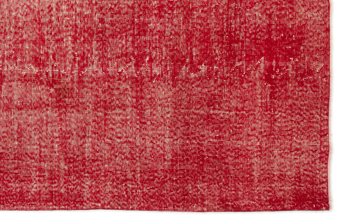 Red Over Dyed Vintage Rug 5&#39;5&#39;&#39; x 8&#39;8&#39;&#39; ft 166 x 263 cm