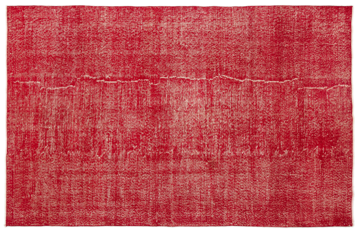 Red Over Dyed Vintage Rug 5&#39;5&#39;&#39; x 8&#39;8&#39;&#39; ft 166 x 263 cm