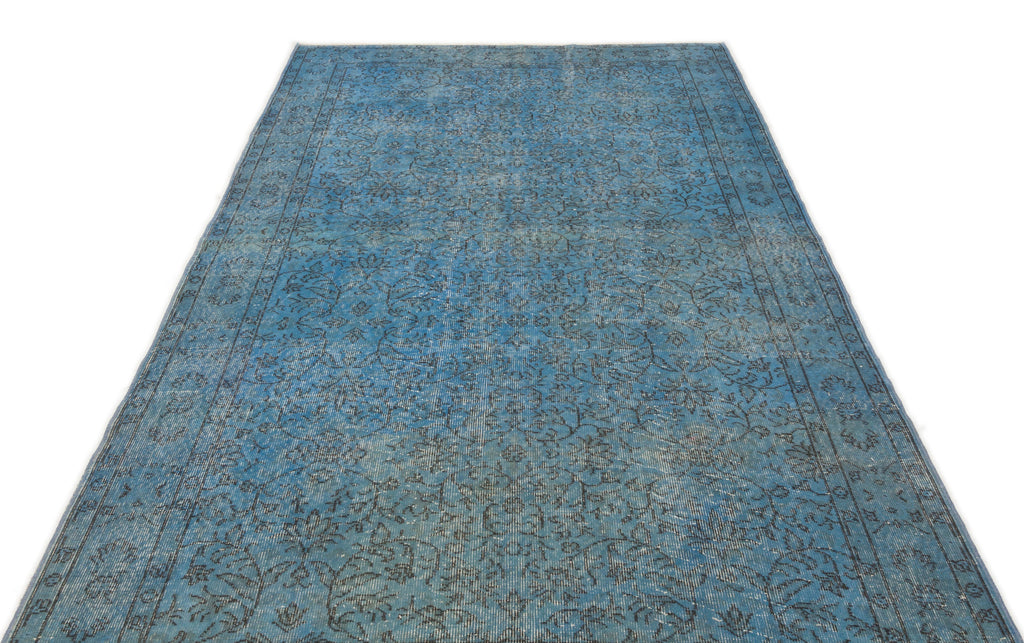 Turquoise  Over Dyed Vintage Rug 5'5'' x 9'2'' ft 164 x 280 cm