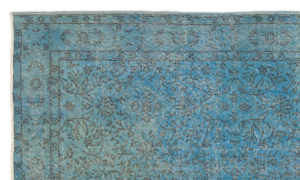 Turquoise  Over Dyed Vintage Rug 5'5'' x 9'2'' ft 164 x 280 cm