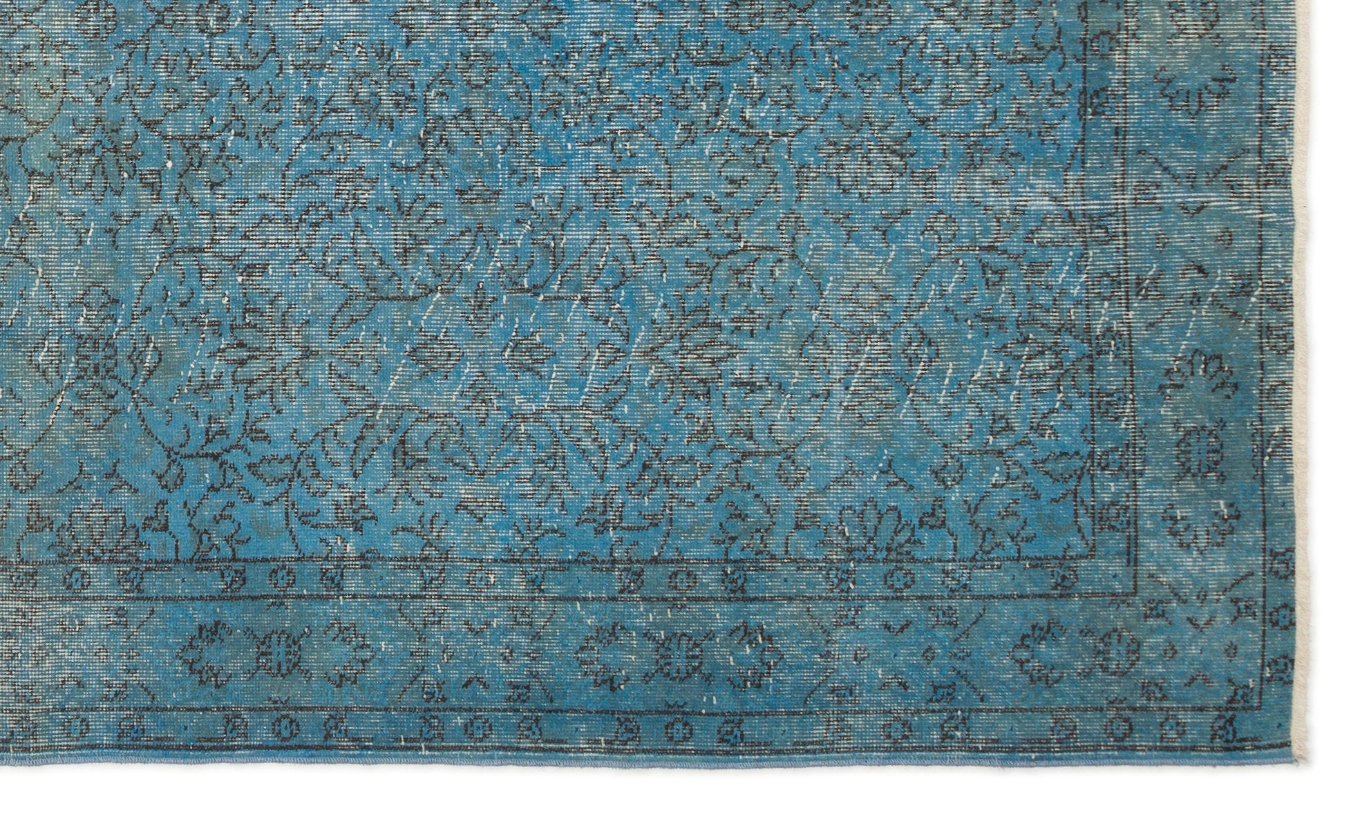 Turquoise  Over Dyed Vintage Rug 5'5'' x 9'2'' ft 164 x 280 cm