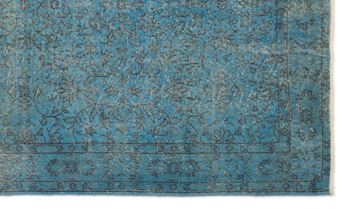 Turquoise  Over Dyed Vintage Rug 5&#39;5&#39;&#39; x 9&#39;2&#39;&#39; ft 164 x 280 cm