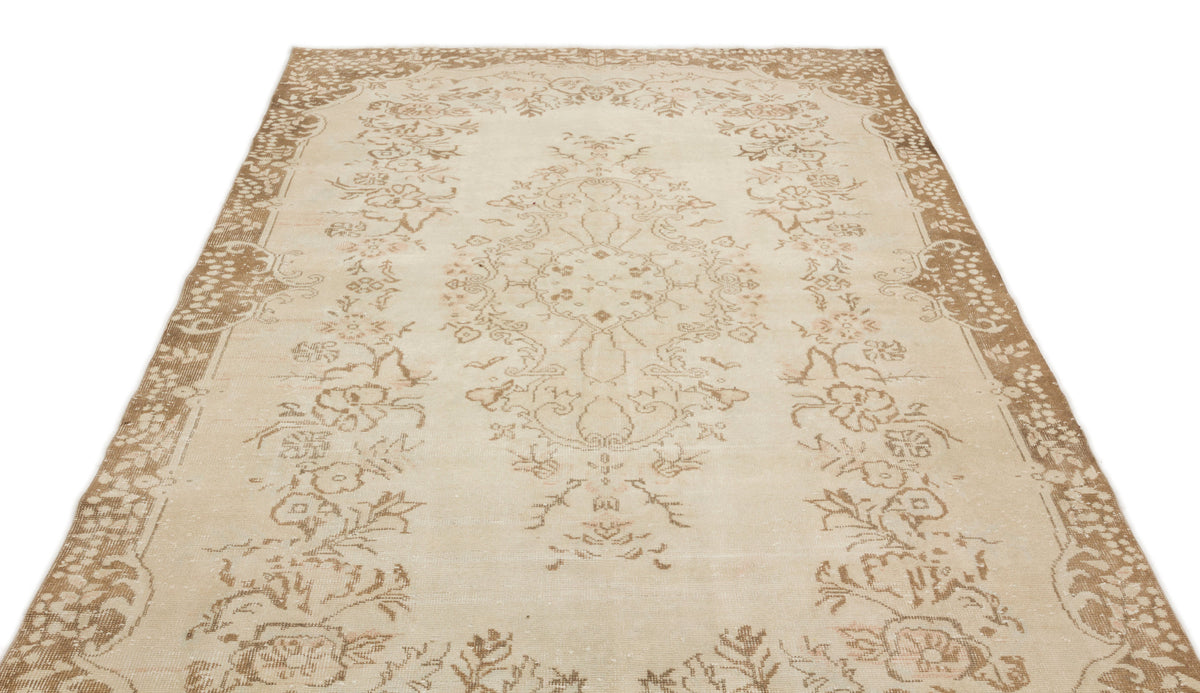 Beige Over Dyed Vintage Rug 5&#39;9&#39;&#39; x 9&#39;6&#39;&#39; ft 175 x 289 cm