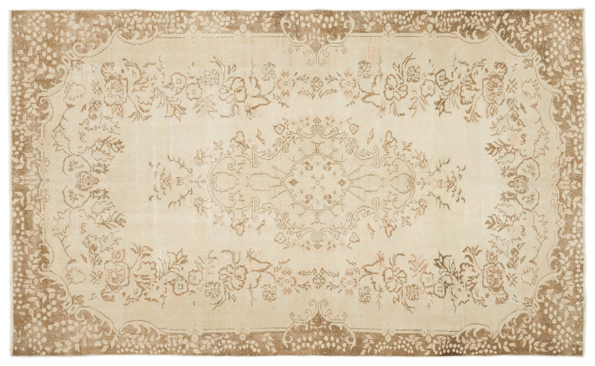 Beige Over Dyed Vintage Rug 5&#39;9&#39;&#39; x 9&#39;6&#39;&#39; ft 175 x 289 cm