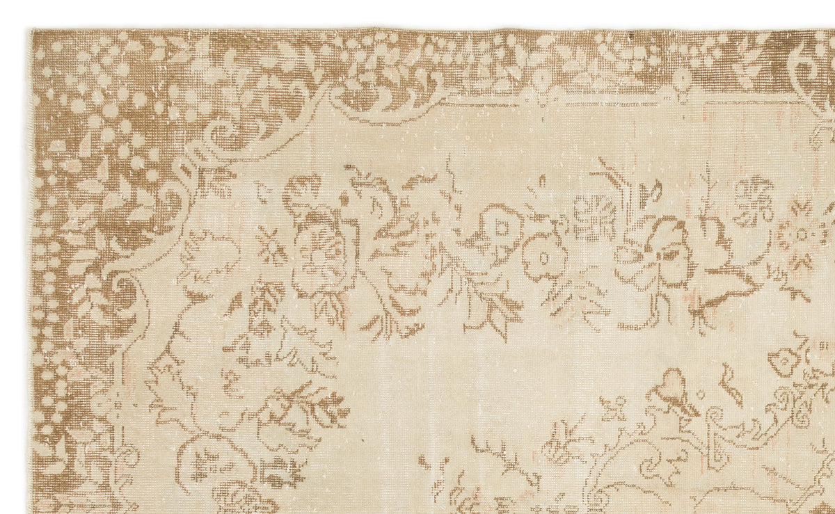 Beige Over Dyed Vintage Rug 5&#39;9&#39;&#39; x 9&#39;6&#39;&#39; ft 175 x 289 cm