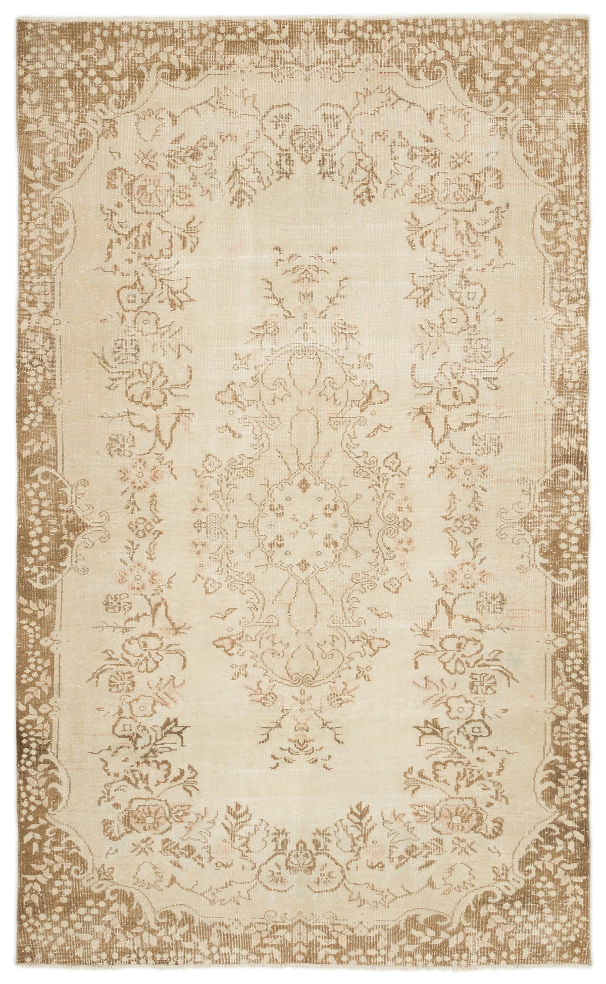 Beige Over Dyed Vintage Rug 5&#39;9&#39;&#39; x 9&#39;6&#39;&#39; ft 175 x 289 cm