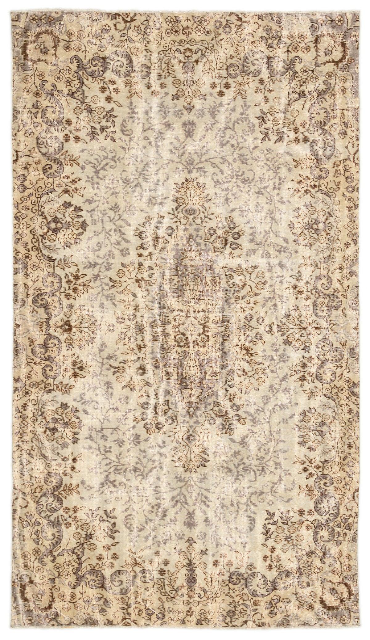 Beige Over Dyed Vintage Rug 5&#39;4&#39;&#39; x 9&#39;6&#39;&#39; ft 163 x 289 cm