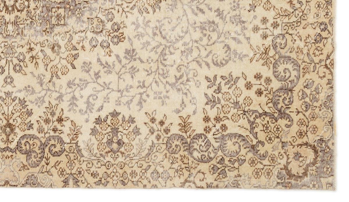 Beige Over Dyed Vintage Rug 5&#39;4&#39;&#39; x 9&#39;6&#39;&#39; ft 163 x 289 cm