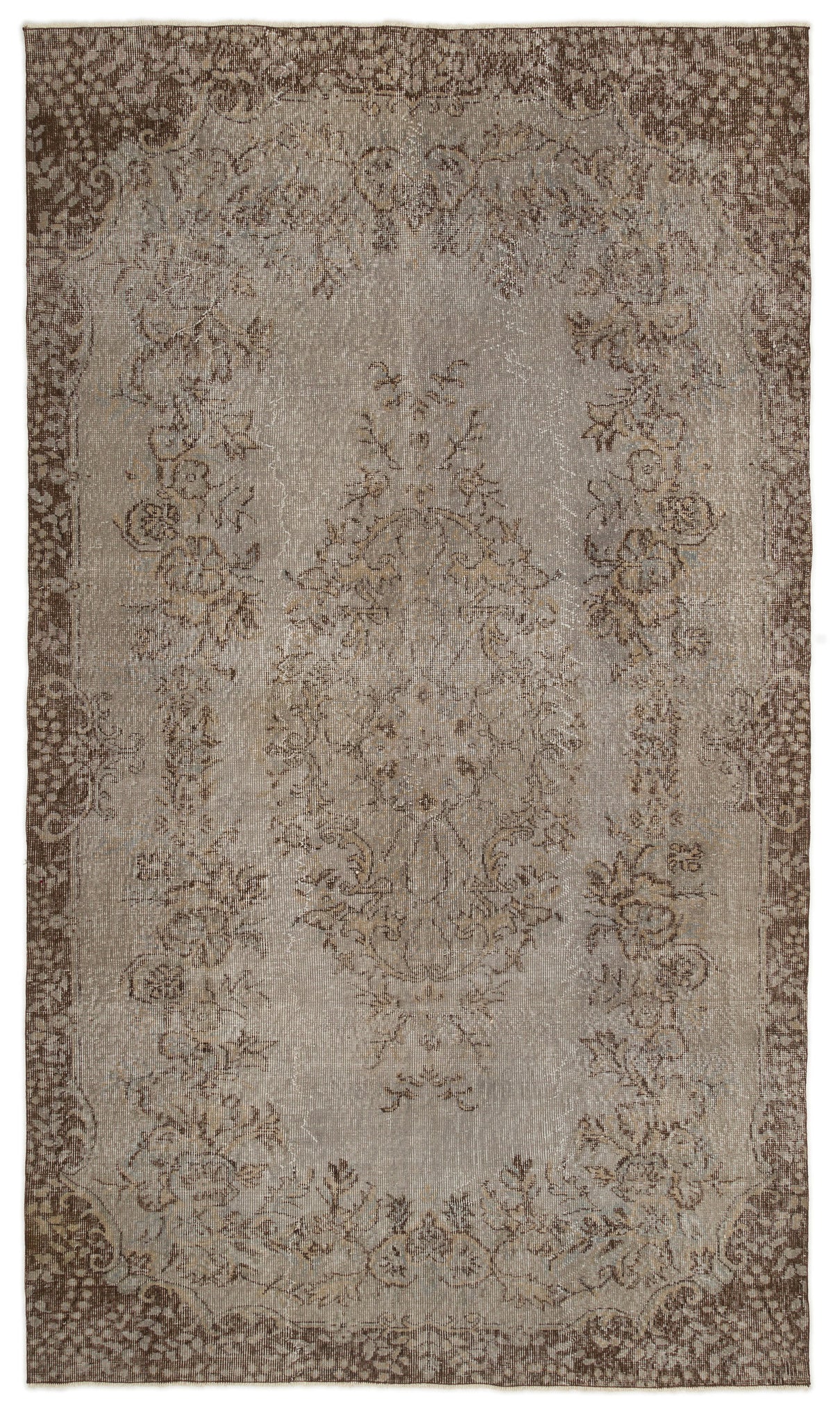 Gray Over Dyed Vintage Rug 5&#39;7&#39;&#39; x 9&#39;7&#39;&#39; ft 171 x 292 cm