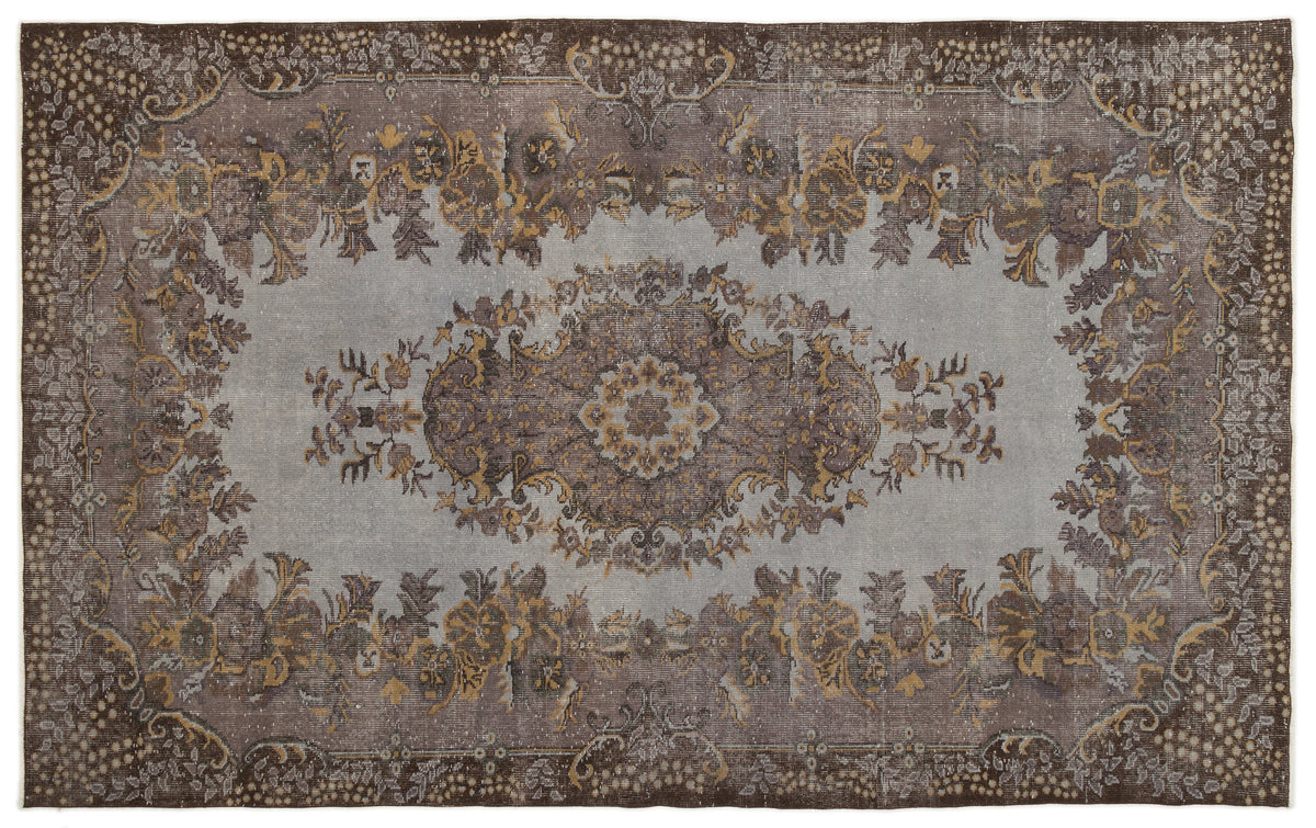 Gray Over Dyed Vintage Rug 6&#39;0&#39;&#39; x 9&#39;10&#39;&#39; ft 184 x 300 cm