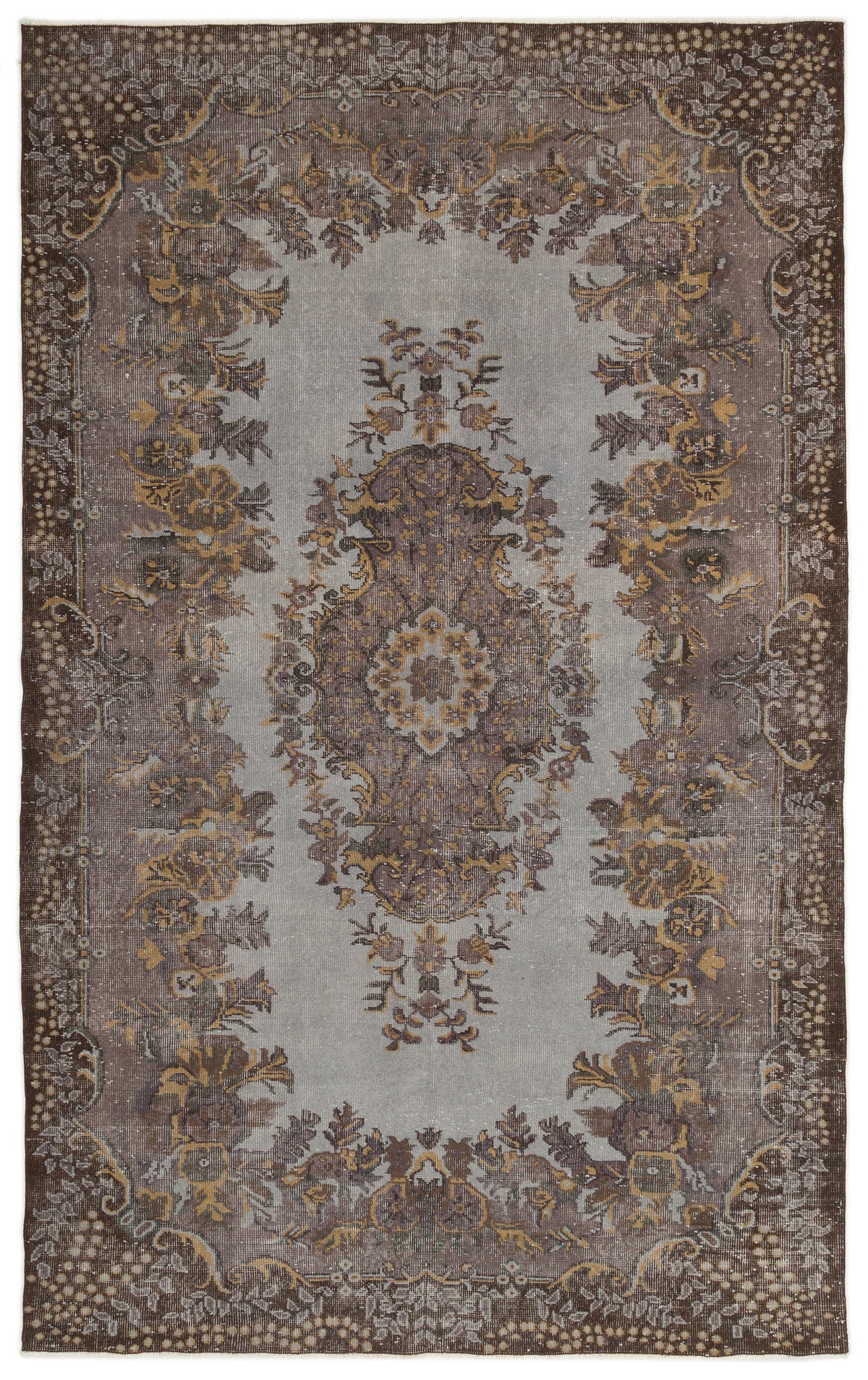 Gray Over Dyed Vintage Rug 6&#39;0&#39;&#39; x 9&#39;10&#39;&#39; ft 184 x 300 cm