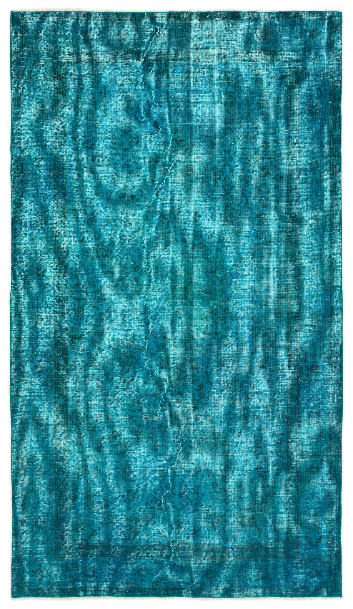 Turquoise  Over Dyed Vintage Rug 4&#39;10&#39;&#39; x 8&#39;6&#39;&#39; ft 147 x 258 cm