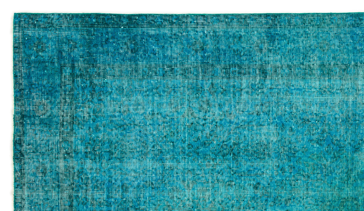 Turquoise  Over Dyed Vintage Rug 4&#39;10&#39;&#39; x 8&#39;6&#39;&#39; ft 147 x 258 cm