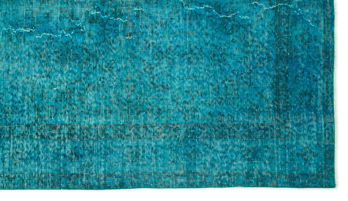 Turquoise  Over Dyed Vintage Rug 4&#39;10&#39;&#39; x 8&#39;6&#39;&#39; ft 147 x 258 cm