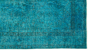 Turquoise  Over Dyed Vintage Rug 4'10'' x 8'6'' ft 147 x 258 cm