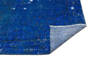 Blue Over Dyed Vintage Rug 4'9'' x 8'11'' ft 144 x 271 cm