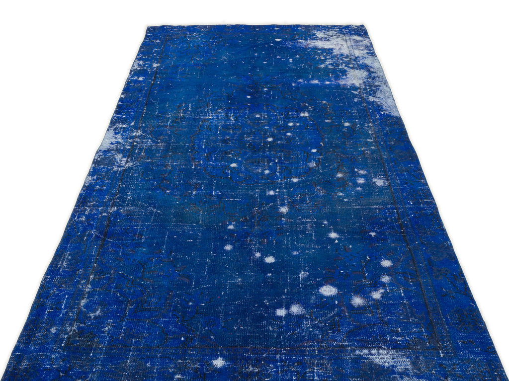 Blue Over Dyed Vintage Rug 4'9'' x 8'11'' ft 144 x 271 cm