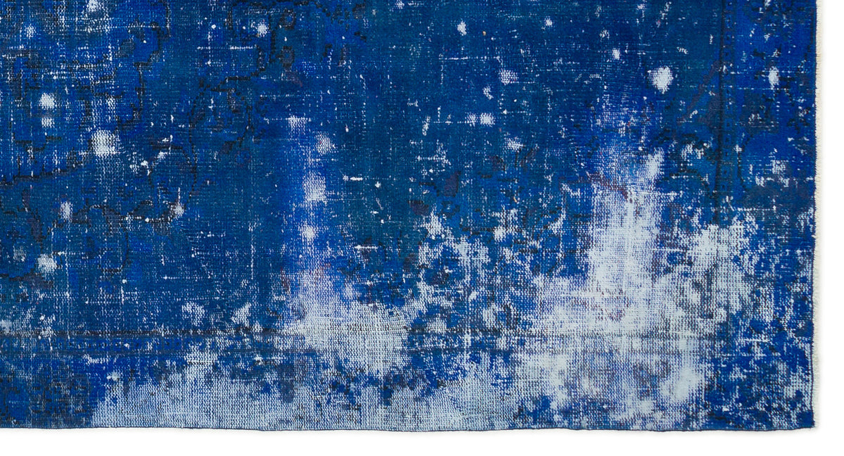 Blue Over Dyed Vintage Rug 4&#39;9&#39;&#39; x 8&#39;11&#39;&#39; ft 144 x 271 cm