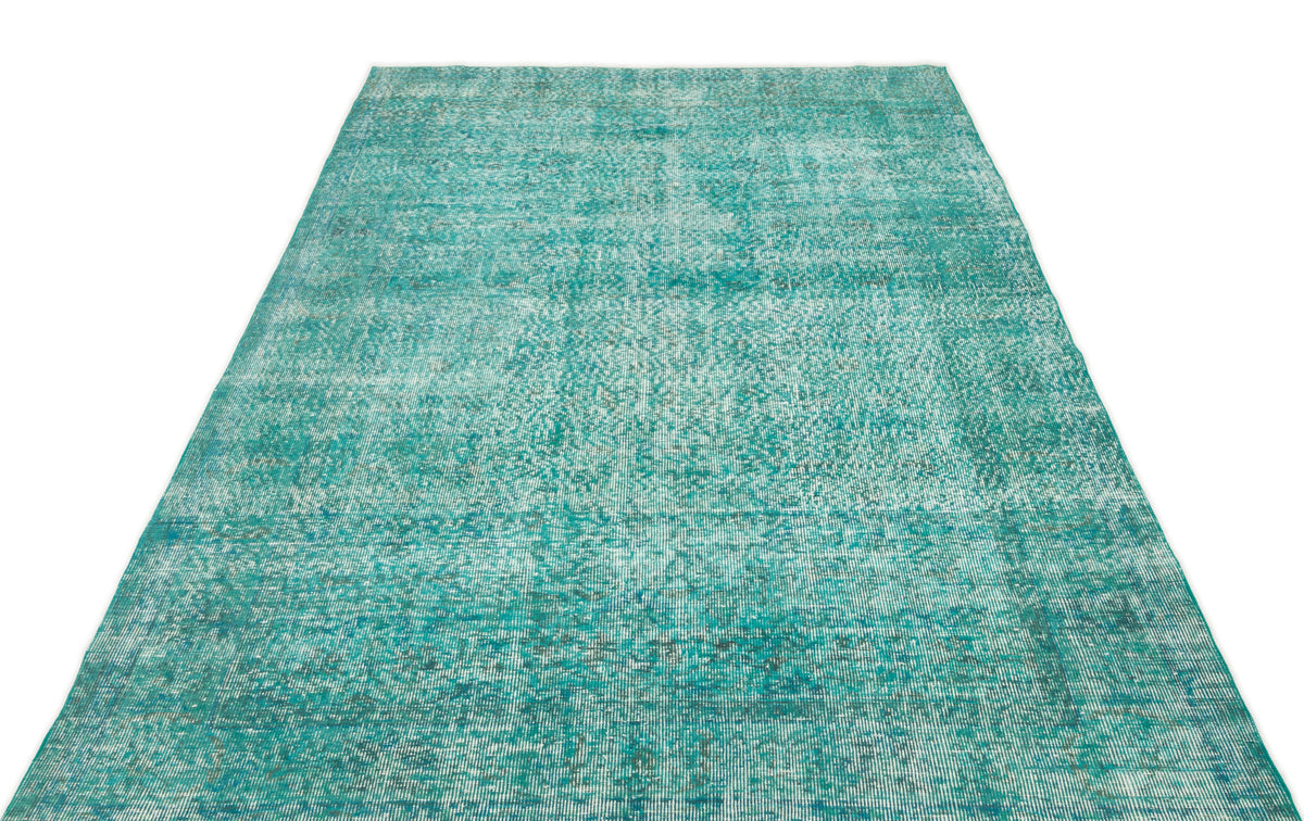 Turquoise  Over Dyed Vintage Rug 5&#39;3&#39;&#39; x 8&#39;4&#39;&#39; ft 160 x 254 cm