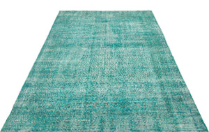 Turquoise  Over Dyed Vintage Rug 5'3'' x 8'4'' ft 160 x 254 cm