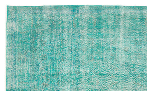 Turquoise  Over Dyed Vintage Rug 5'3'' x 8'4'' ft 160 x 254 cm