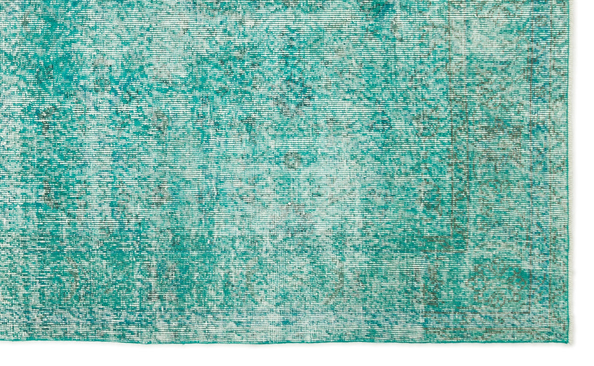 Turquoise  Over Dyed Vintage Rug 5&#39;3&#39;&#39; x 8&#39;4&#39;&#39; ft 160 x 254 cm