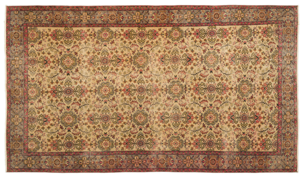 Brown Over Dyed Vintage Rug 5&#39;4&#39;&#39; x 9&#39;6&#39;&#39; ft 163 x 289 cm