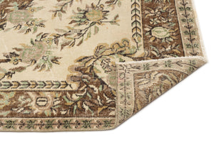 Beige Over Dyed Vintage Rug 5'7'' x 8'9'' ft 170 x 267 cm