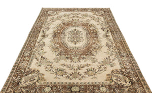 Beige Over Dyed Vintage Rug 5'7'' x 8'9'' ft 170 x 267 cm