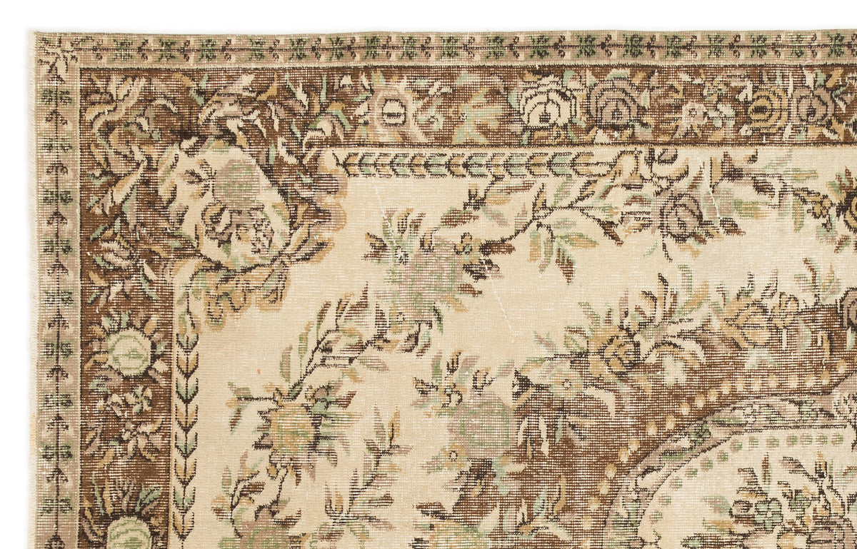Beige Over Dyed Vintage Rug 5&#39;7&#39;&#39; x 8&#39;9&#39;&#39; ft 170 x 267 cm