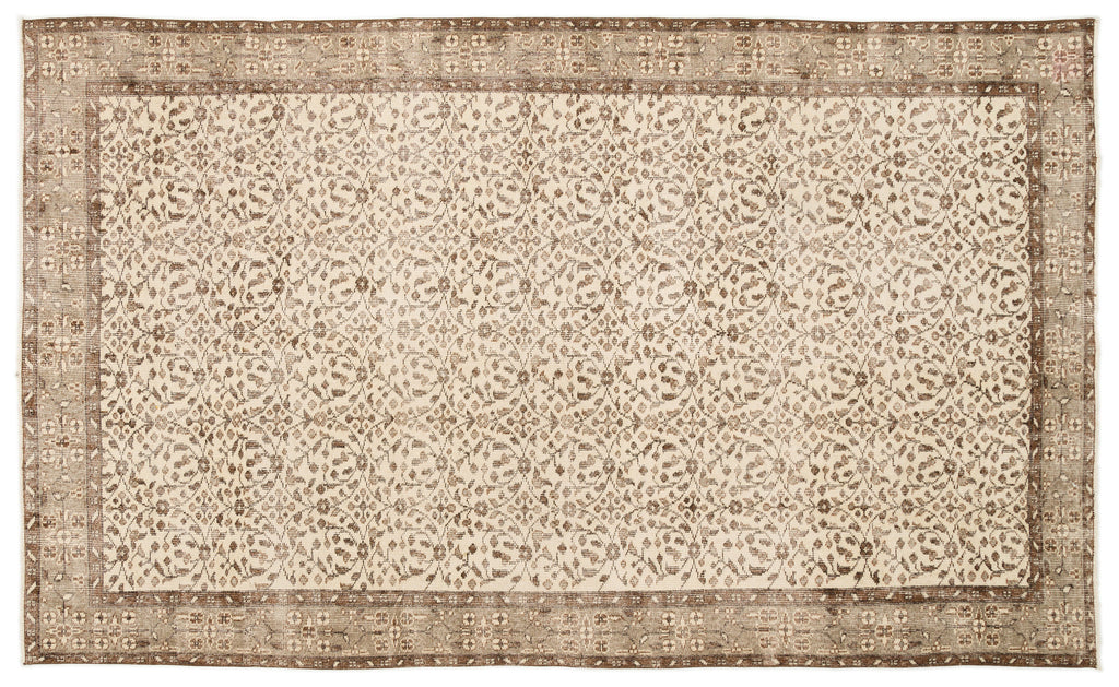 Beige Over Dyed Vintage Rug 5'8'' x 9'4'' ft 172 x 285 cm