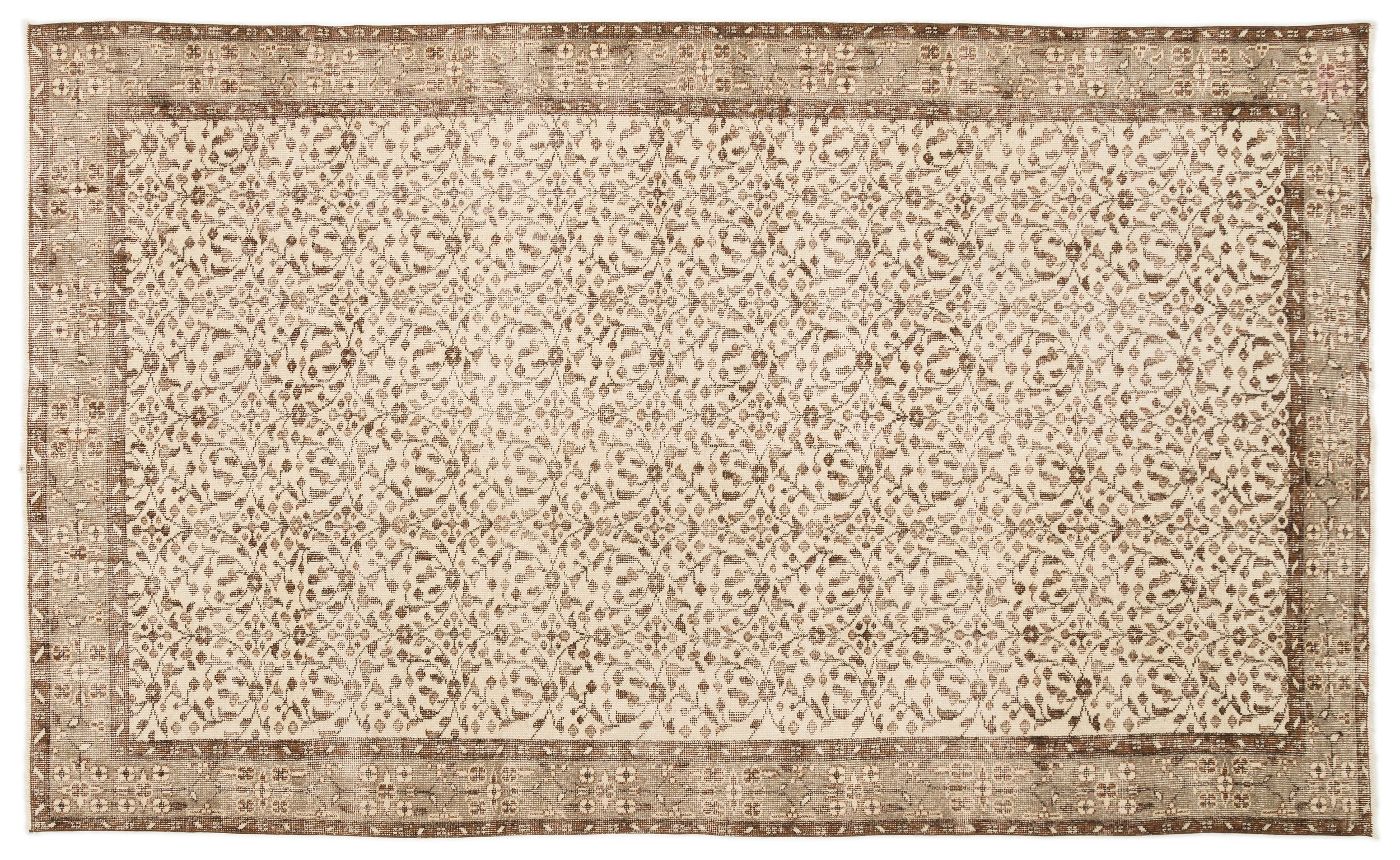 Beige Over Dyed Vintage Rug 5'8'' x 9'4'' ft 172 x 285 cm