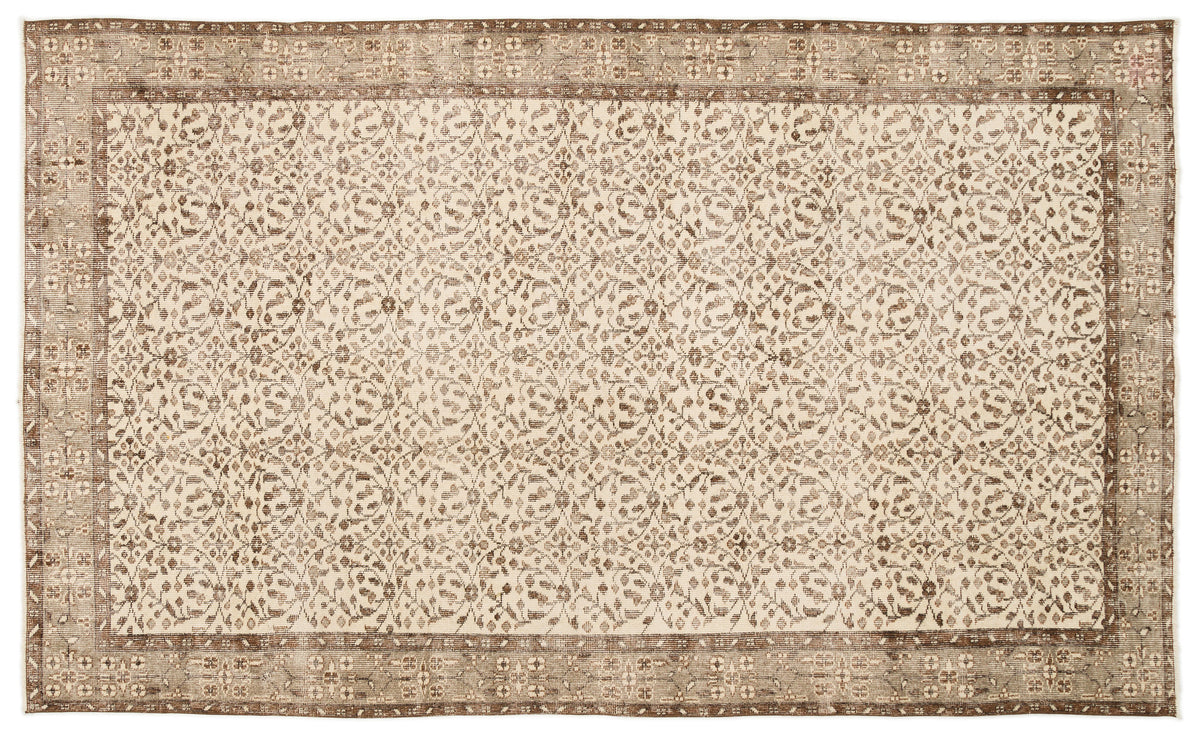 Beige Over Dyed Vintage Rug 5&#39;8&#39;&#39; x 9&#39;4&#39;&#39; ft 172 x 285 cm