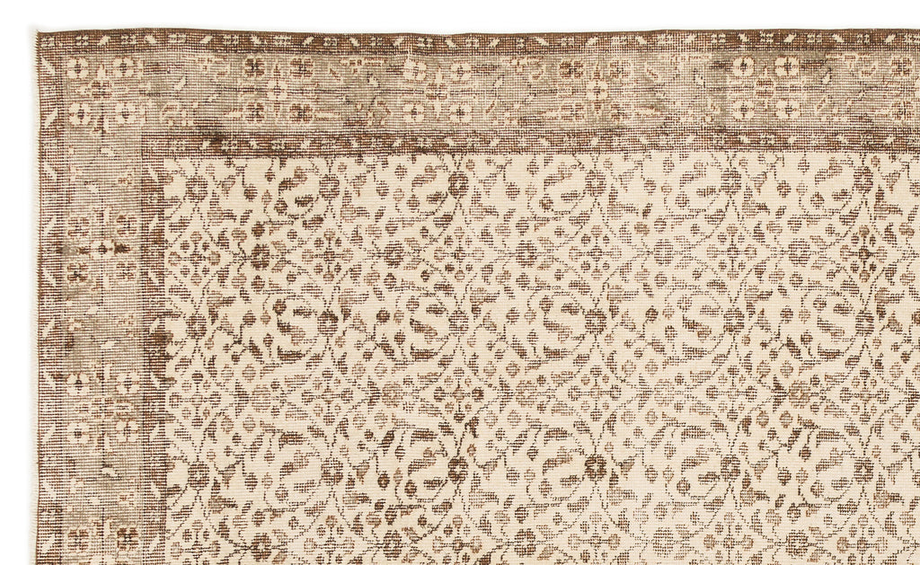 Beige Over Dyed Vintage Rug 5'8'' x 9'4'' ft 172 x 285 cm