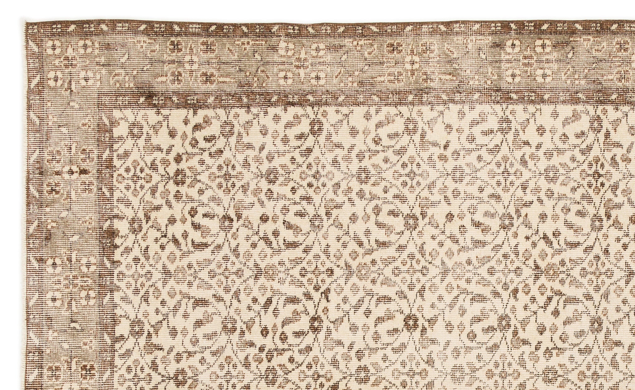 Beige Over Dyed Vintage Rug 5'8'' x 9'4'' ft 172 x 285 cm