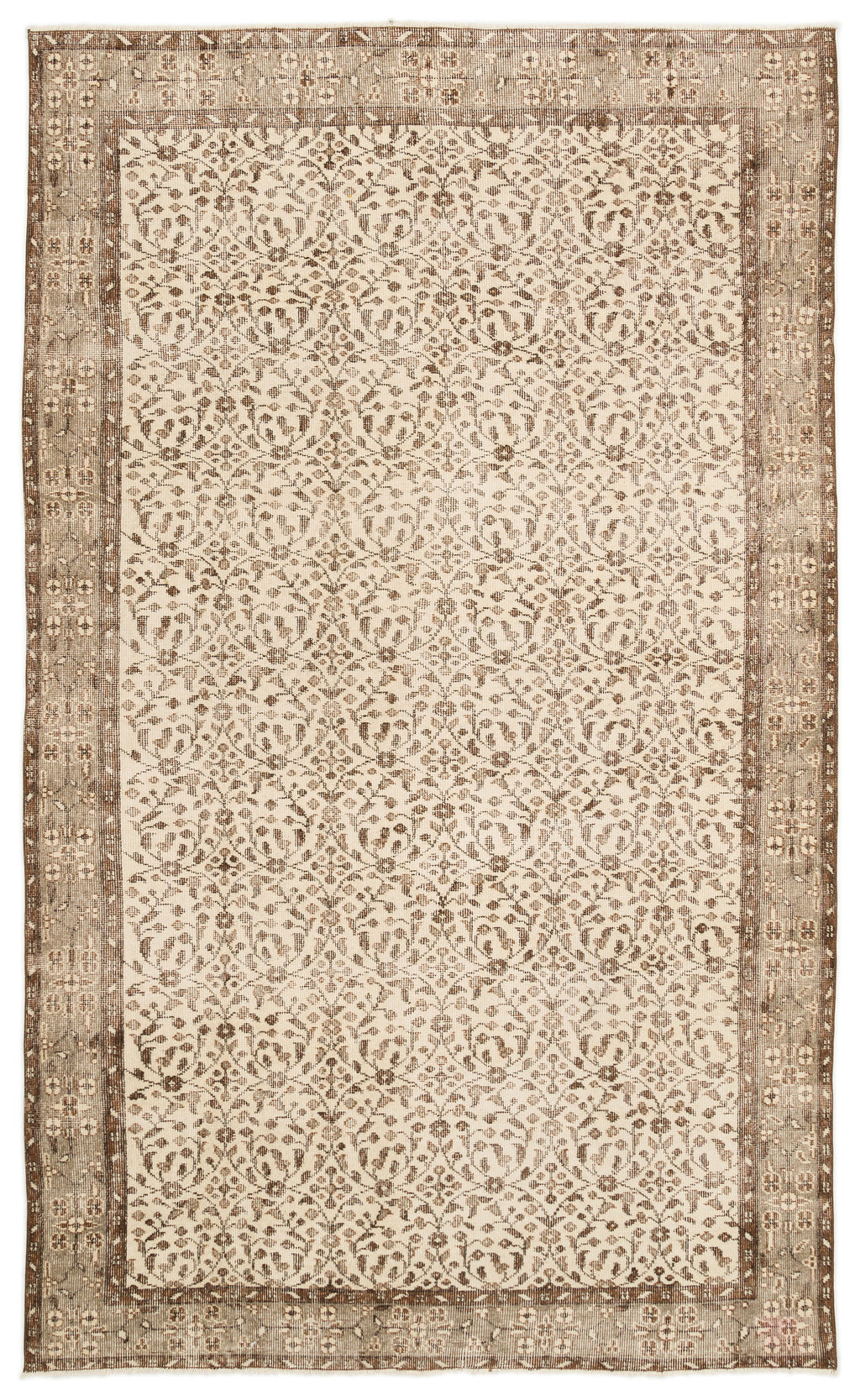 Beige Over Dyed Vintage Rug 5'8'' x 9'4'' ft 172 x 285 cm