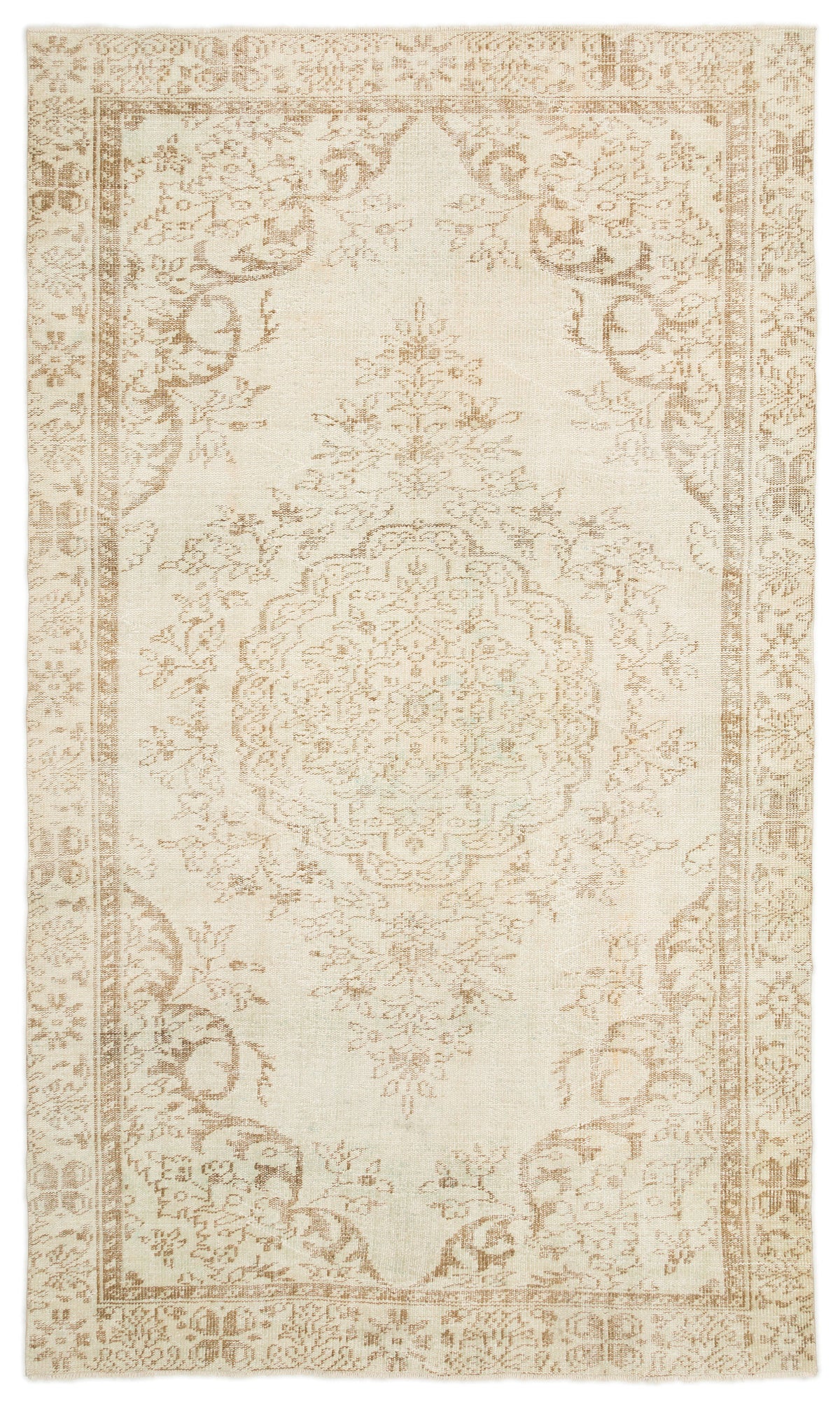 Beige Over Dyed Vintage Rug 5&#39;6&#39;&#39; x 9&#39;5&#39;&#39; ft 168 x 288 cm
