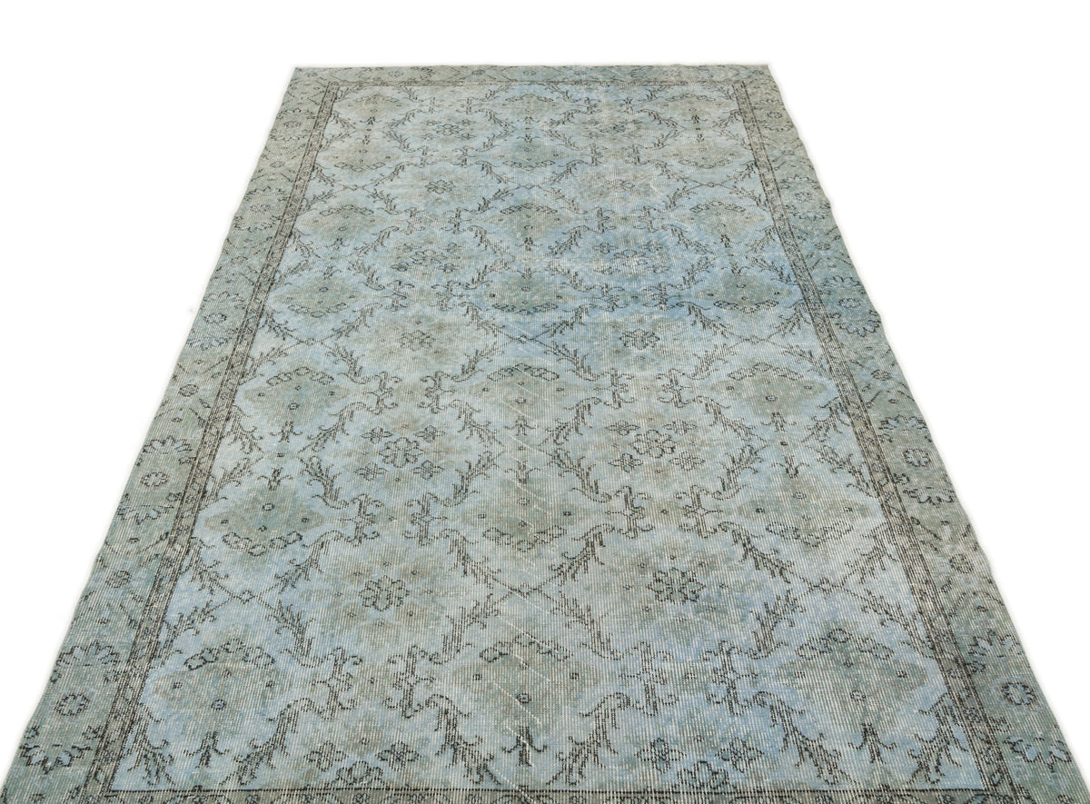 Blue Over Dyed Vintage Rug 5&#39;0&#39;&#39; x 9&#39;7&#39;&#39; ft 153 x 293 cm