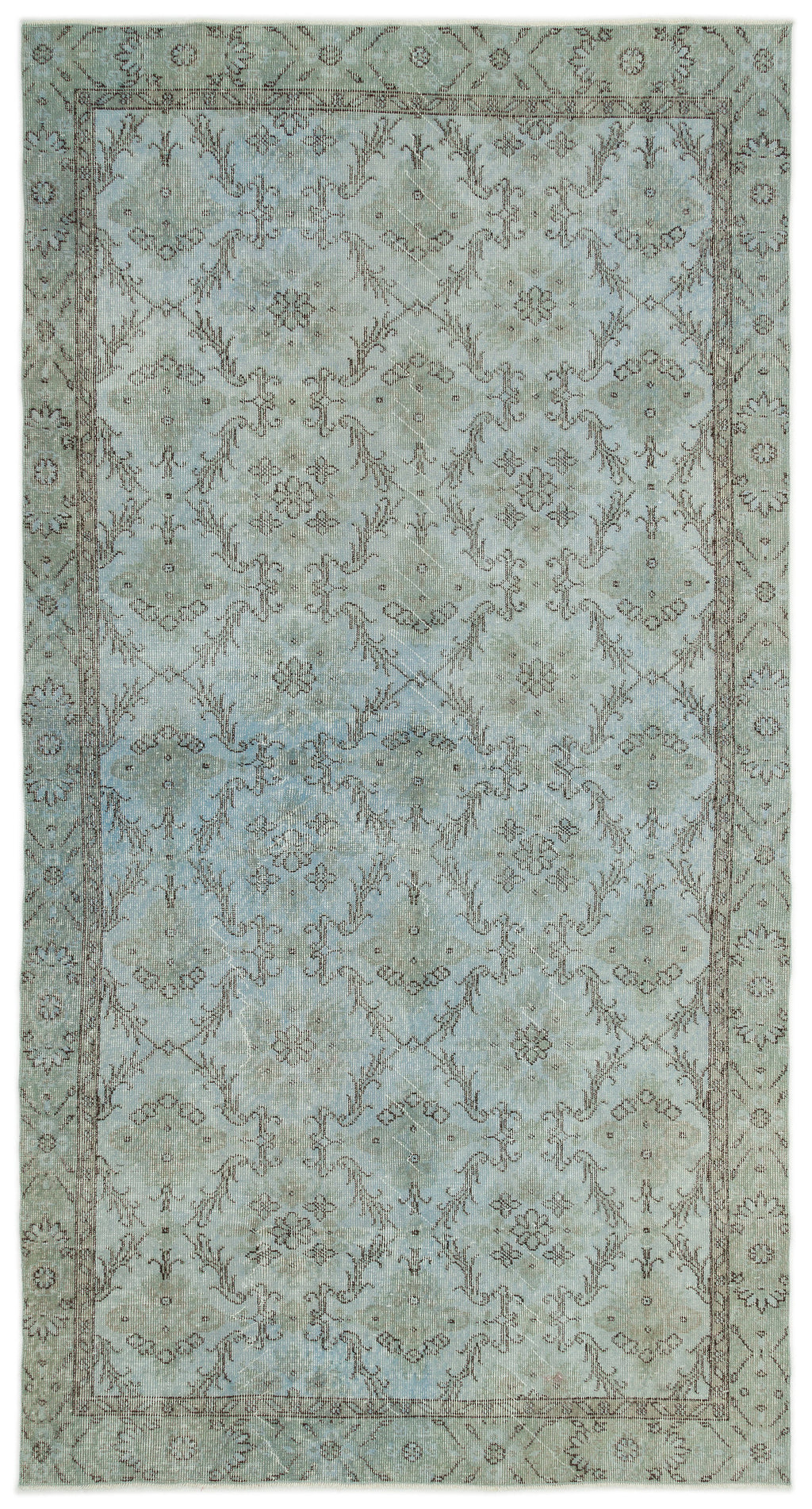 Blue Over Dyed Vintage Rug 5'0'' x 9'7'' ft 153 x 293 cm