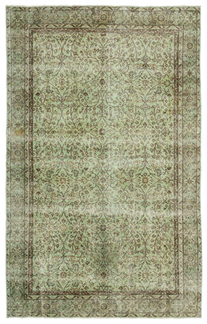Green Over Dyed Vintage Rug 6'1'' x 9'8'' ft 185 x 294 cm