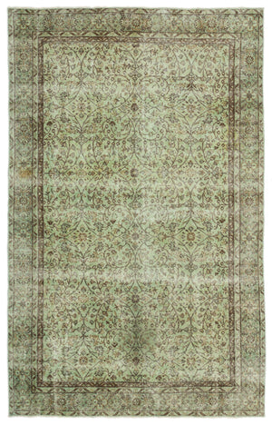 Green Over Dyed Vintage Rug 6'1'' x 9'8'' ft 185 x 294 cm