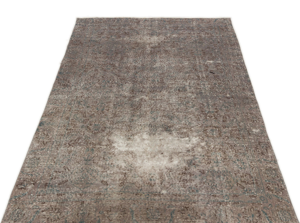 Gray Over Dyed Vintage Rug 4'4'' x 7'7'' ft 131 x 232 cm