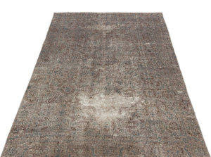 Gray Over Dyed Vintage Rug 4'4'' x 7'7'' ft 131 x 232 cm