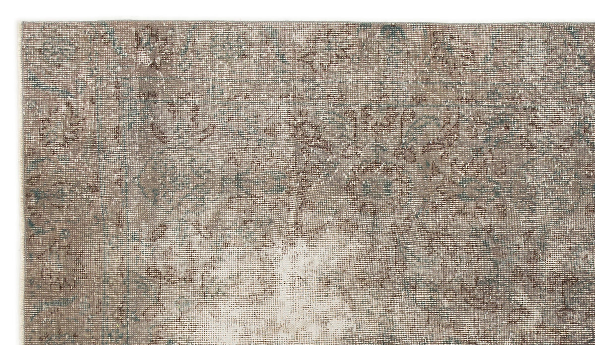 Gray Over Dyed Vintage Rug 4&#39;4&#39;&#39; x 7&#39;7&#39;&#39; ft 131 x 232 cm